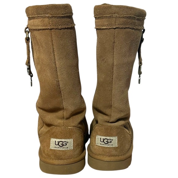 UGG Girls Size 5 Larynn Rhinestone Charms Tan Y2K Suede Boots Women’s SZ 6.5/7 - Picture 4 of 11